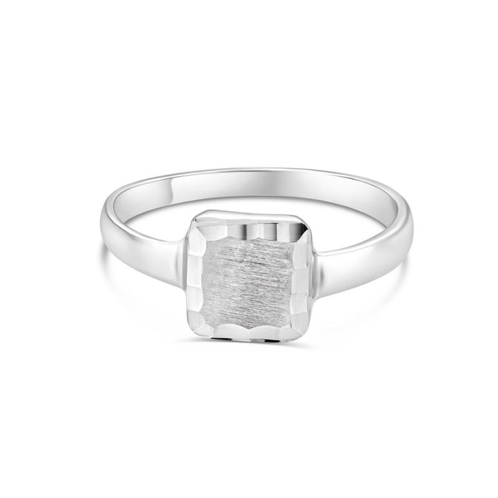 טבעת ריבוע מזהב לבן