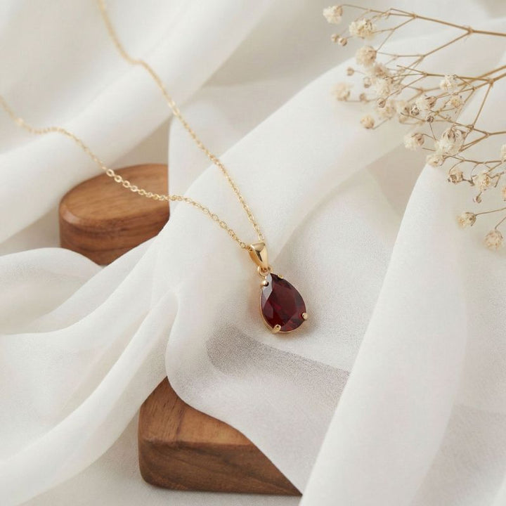 תליון טיפה זהב 14 קראט גארנט