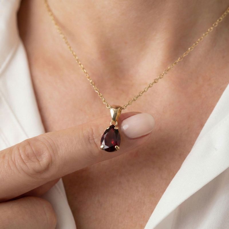 תליון טיפה זהב 14 קראט גארנט