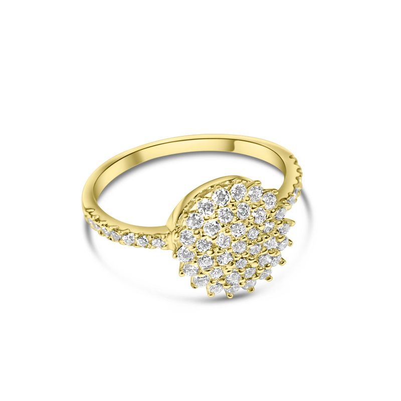 14k Solid Gold Round Ring With White CZ Gemstones