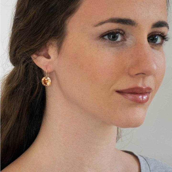 עגילי זהב 14 קראט זירקון כתום 12