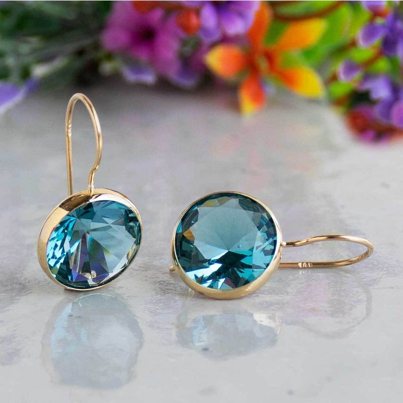 עגילים תלויים זהב 14 קראט זירקון