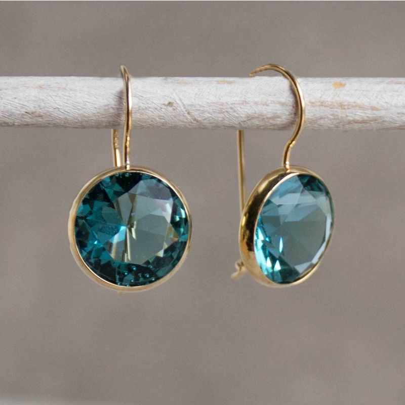 עגילים תלויים זהב 14 קראט זירקון