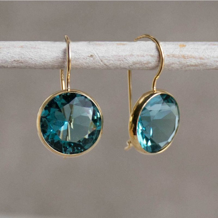 עגילים תלויים זהב 14 קראט זירקון