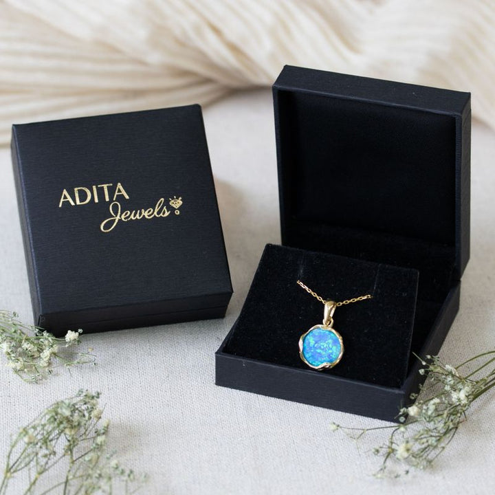 שרשרת כסף ציפוי זהב אופל כחול