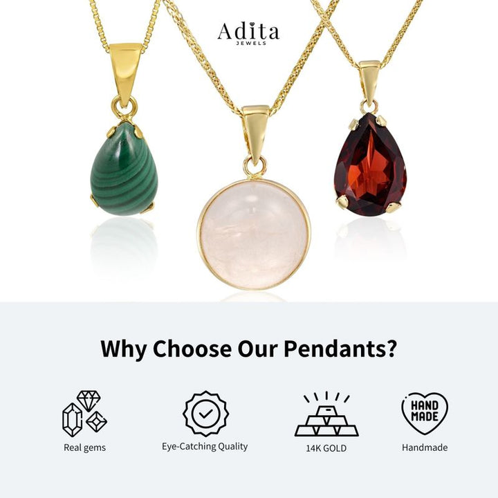 תליון זהב 14 קראט אבן לאפיס כחולה