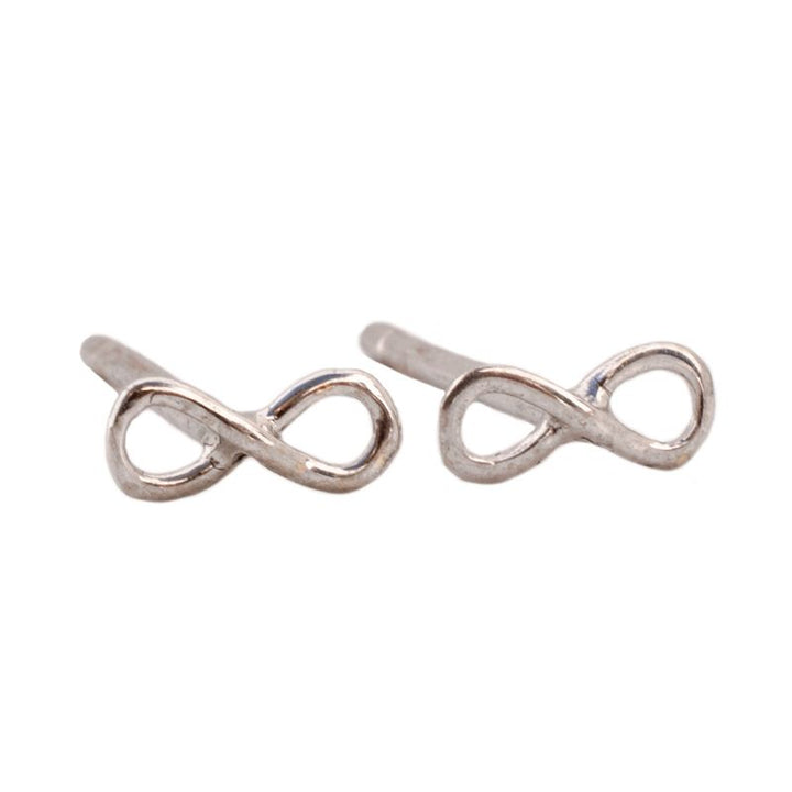 14k Solid Gold Infinity Stud Earrings With Gold Closures