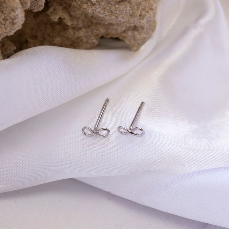 14k Solid Gold Infinity Stud Earrings With Gold Closures