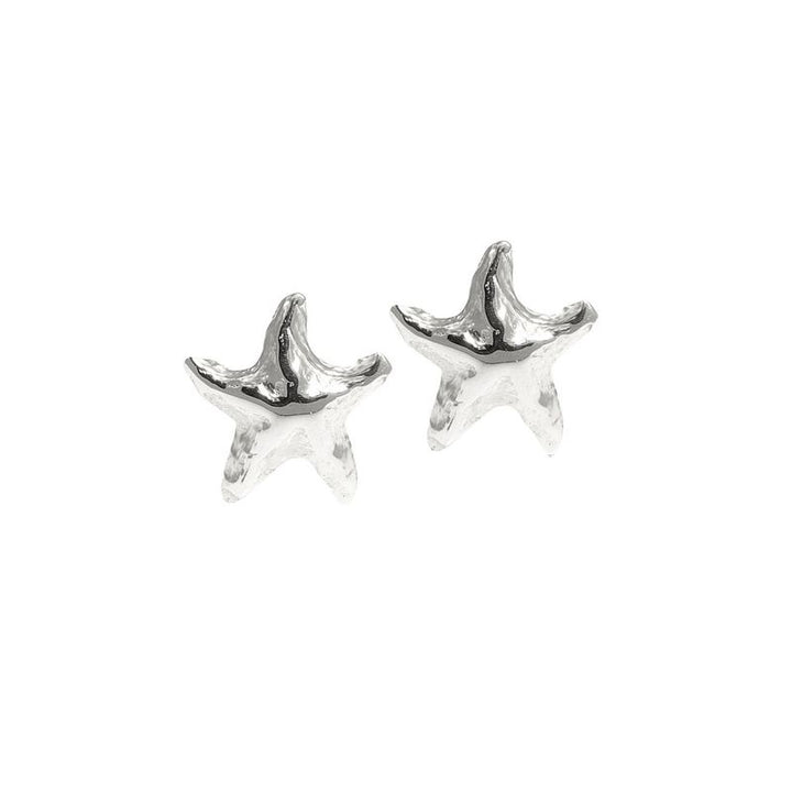 14k Solid Gold Starfish Stud Earrings With Gold Closures