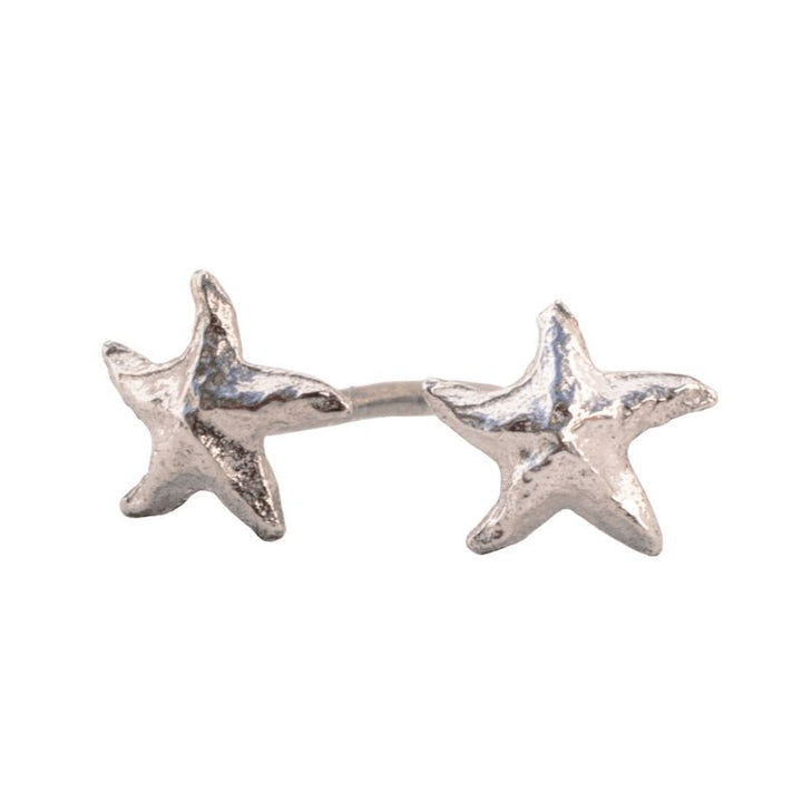 14k Solid Gold Starfish Stud Earrings With Gold Closures