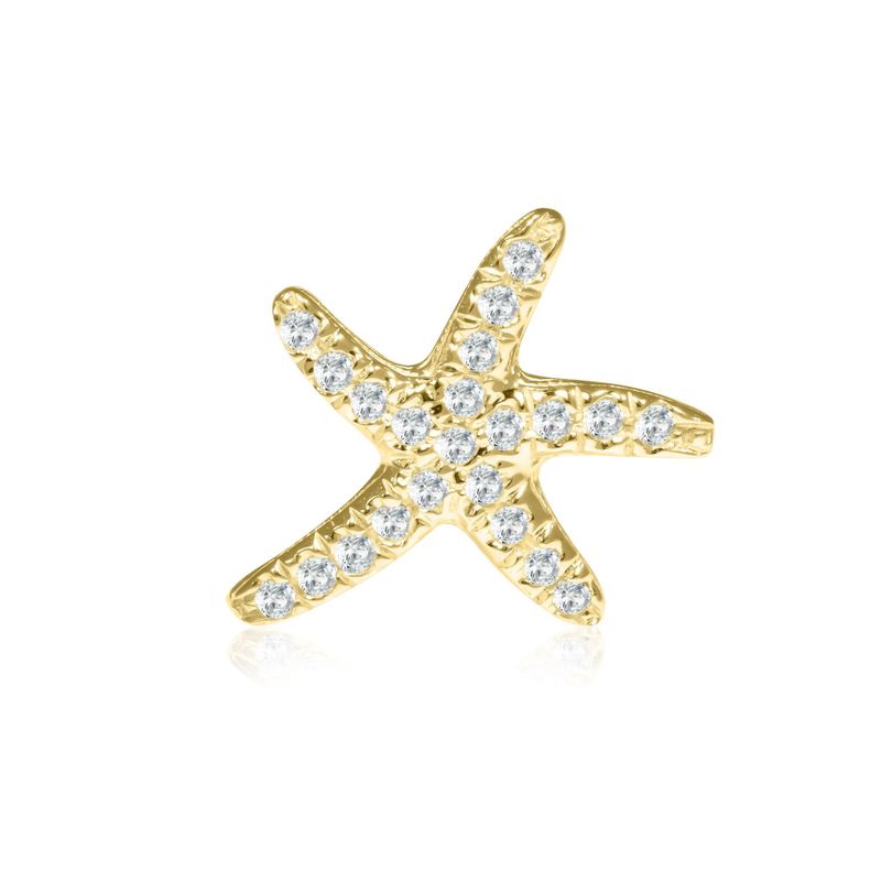 14k Solid Gold Starfish Stud Earrings With Gold Closures