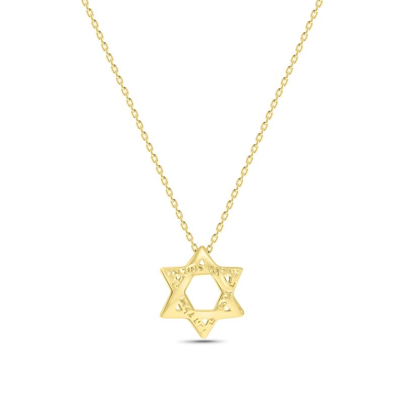 תליון מגן דוד תלת מימד חריטות ציפוי זהב