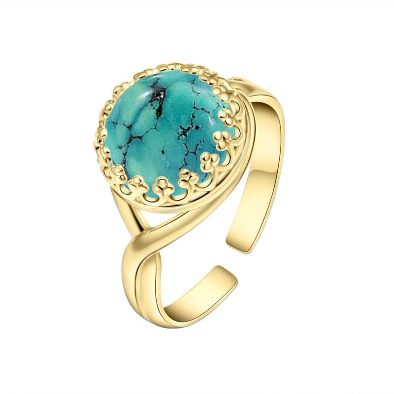 Yellow Gold Plated 925 Sterling Turquoise 10mm