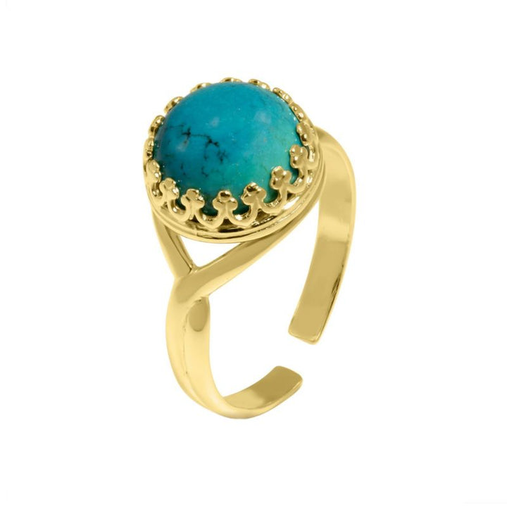 Yellow Gold Plated 925 Sterling Turquoise 10mm
