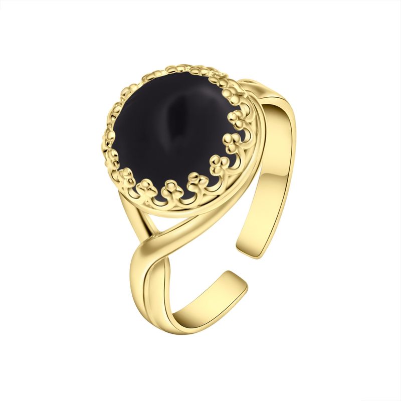 טבעת פתוחה אוניקס שחור ציפוי זהב