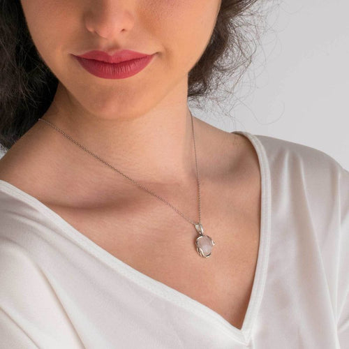 תליון מעוטר עגול כסף 925 רוז קווארץ
