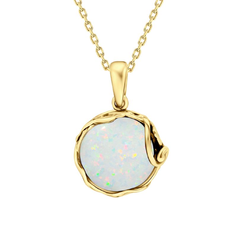 תליון זהב מצופה אבן אופל לבן