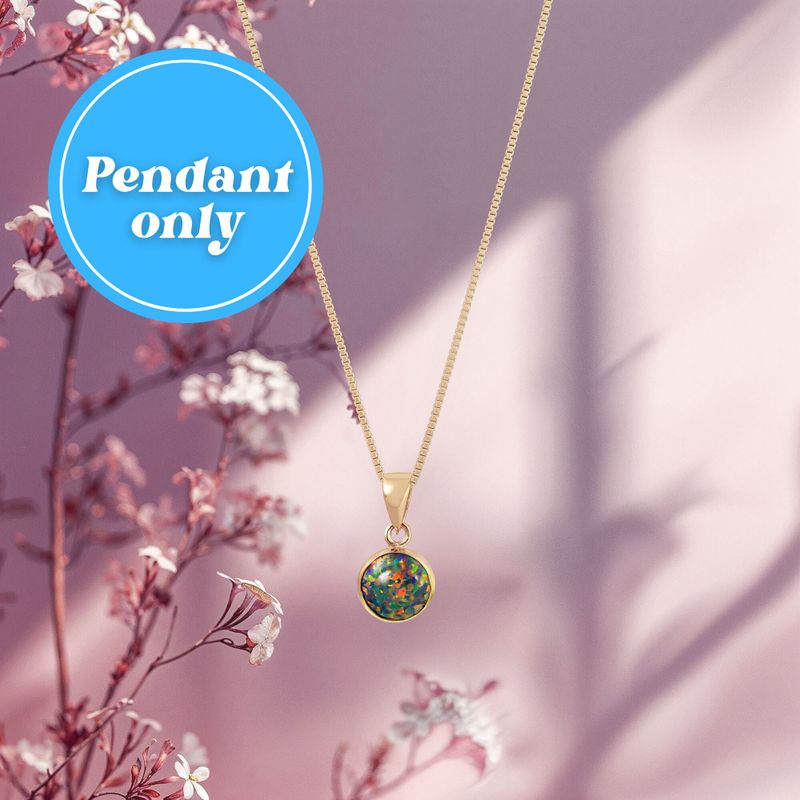 תליון זהב צהוב אופל שחור עגול