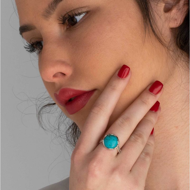טבעת כסף 925 פתוחה עגולה טורקיז