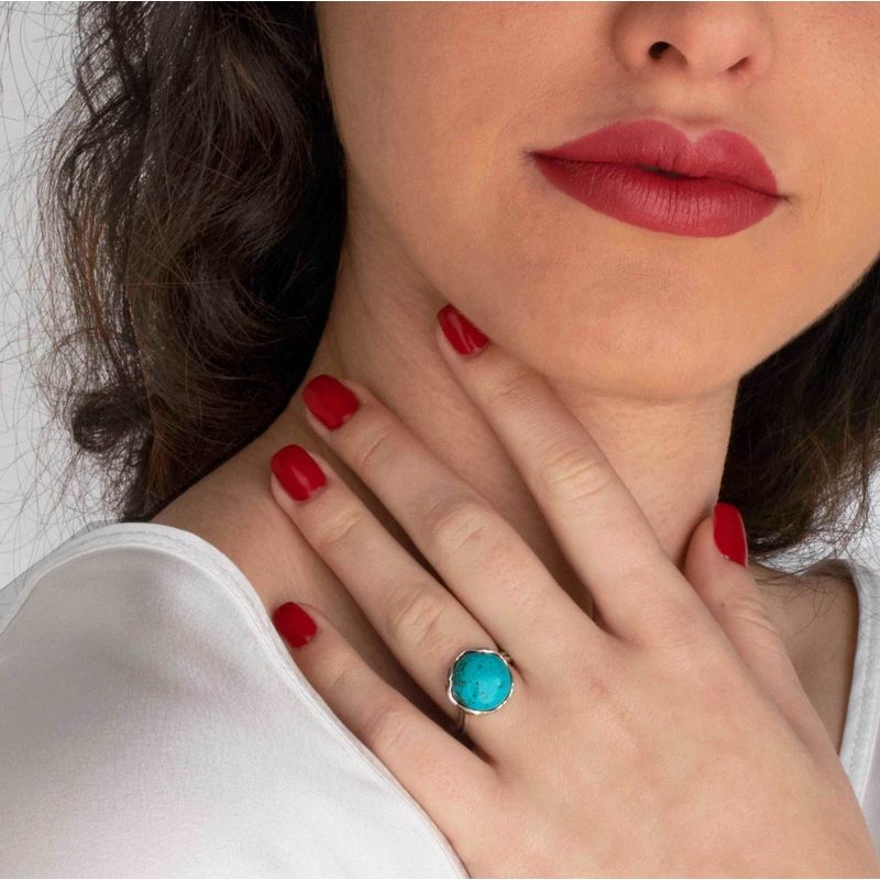 טבעת כסף 925 פתוחה עגולה טורקיז