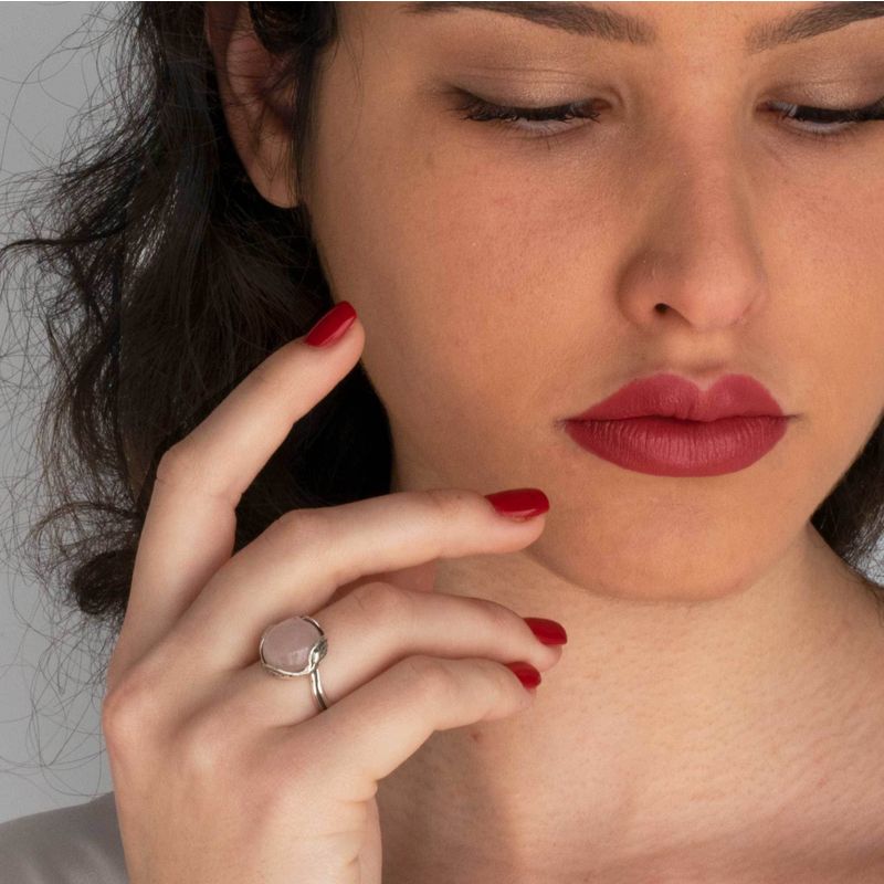 טבעת כסף 925 פתוחה רוז קווארץ