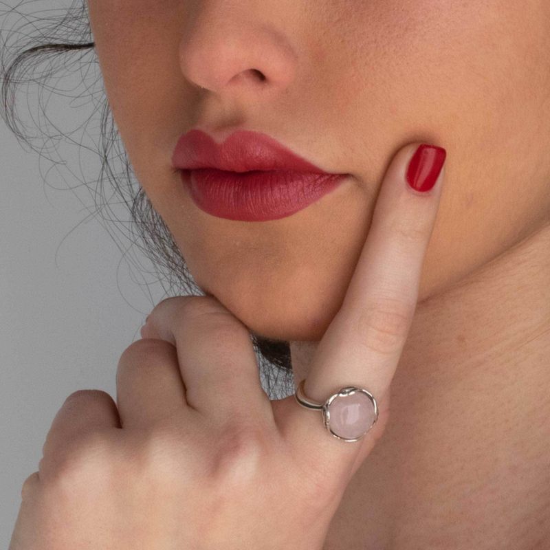 טבעת כסף 925 פתוחה רוז קווארץ