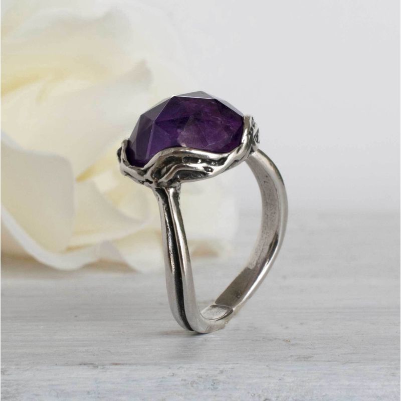 טבעת כסף 925 פתוחה אמטיסט