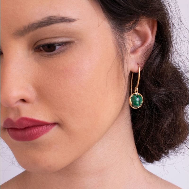 עגילים וינטג' אבן מלאכית ציפוי זהב