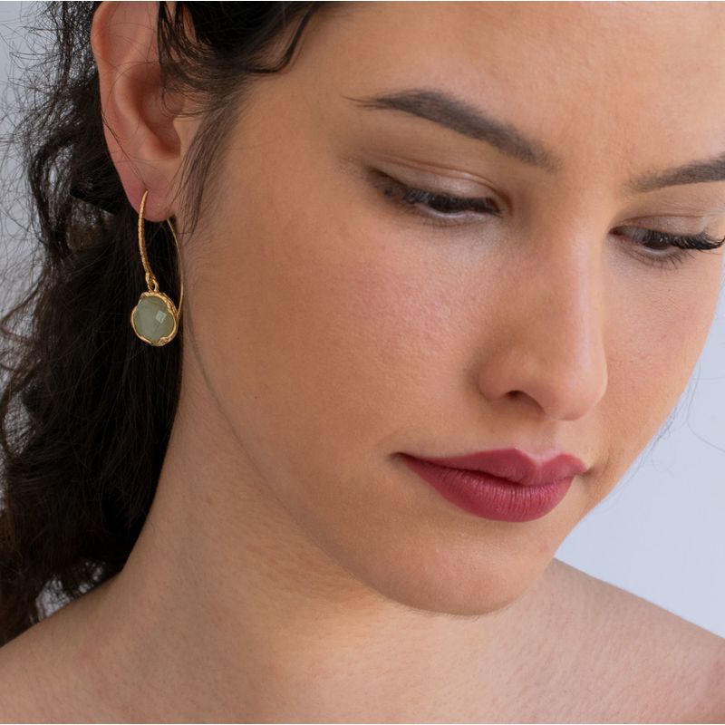 עגילי וינטג' אבן ג'ייד ציפוי זהב