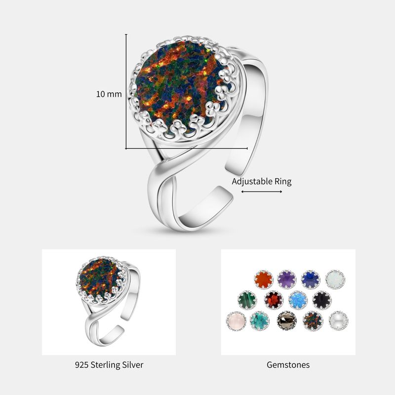 טבעת מתכווננת כסף – אופל שחור