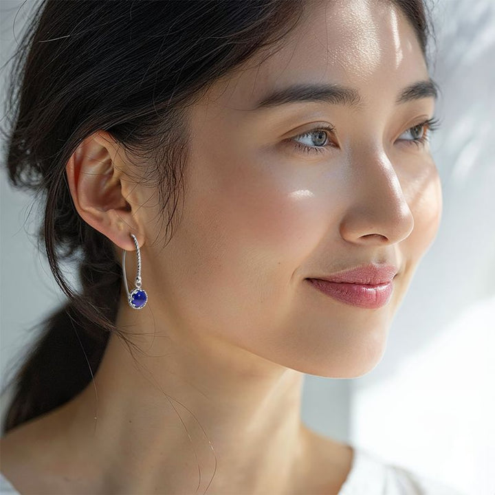 עגילי כסף 925 עגולים תלויים לאפיס