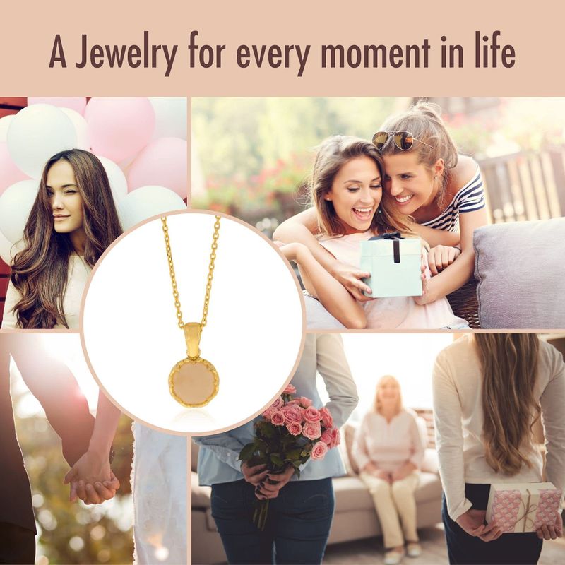 תליון כתר ציפוי זהב צהוב רוז קוורץ עגול