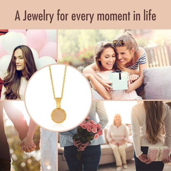 תליון כתר ציפוי זהב צהוב רוז קוורץ עגול