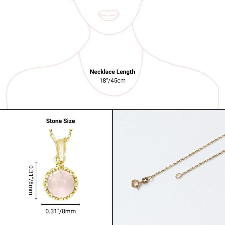 תליון כתר ציפוי זהב צהוב רוז קוורץ עגול