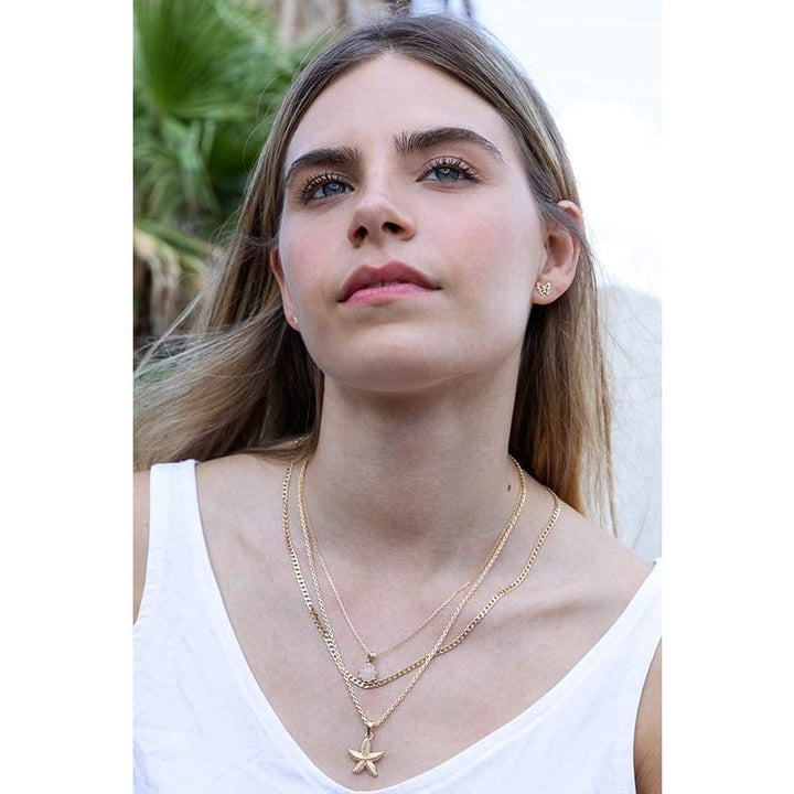 תליון כתר ציפוי זהב צהוב רוז קוורץ עגול