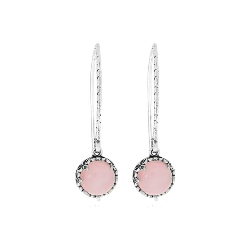 Серьги-подвески из серебра 925 пробы с розовым кварцем