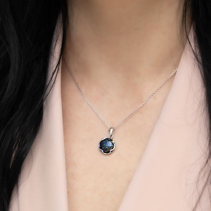 תליון וינטג' מכסף 925 אבן אופל שחורה