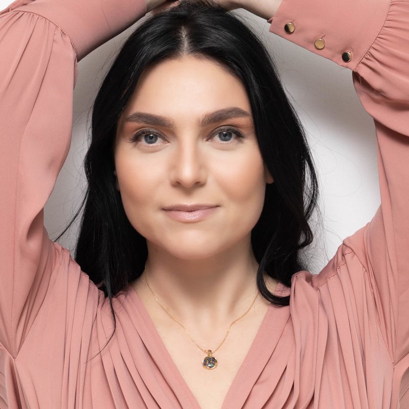 תליון וינטג' ציפוי זהב אבן אופל שחורה