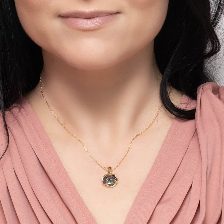 תליון וינטג' ציפוי זהב אבן אופל שחורה