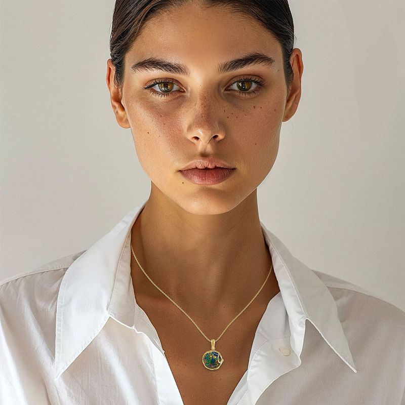 תליון ציפוי זהב אבן אופל שחור