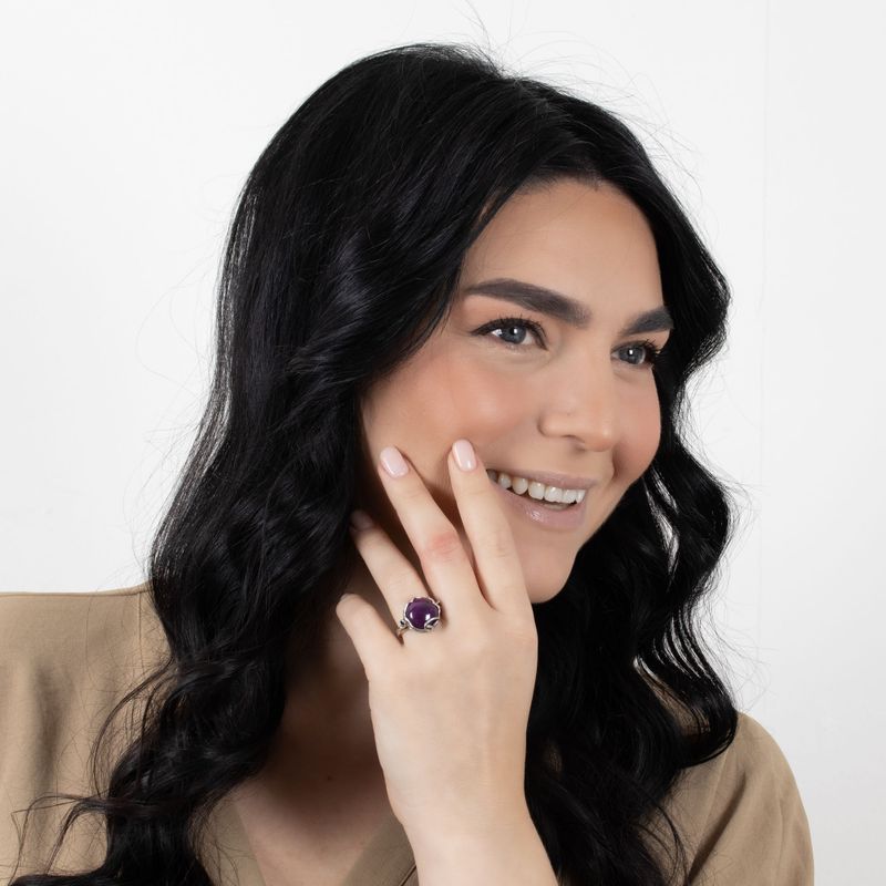 טבעת כסף פתוחה משובצת אמטיסט