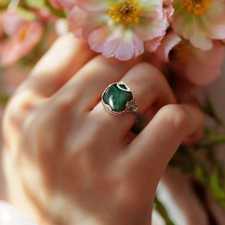 טבעת כסף פתוחה אבן מלאכית