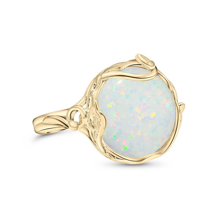 טבעת ציפוי זהב פתוחה אופל לבן