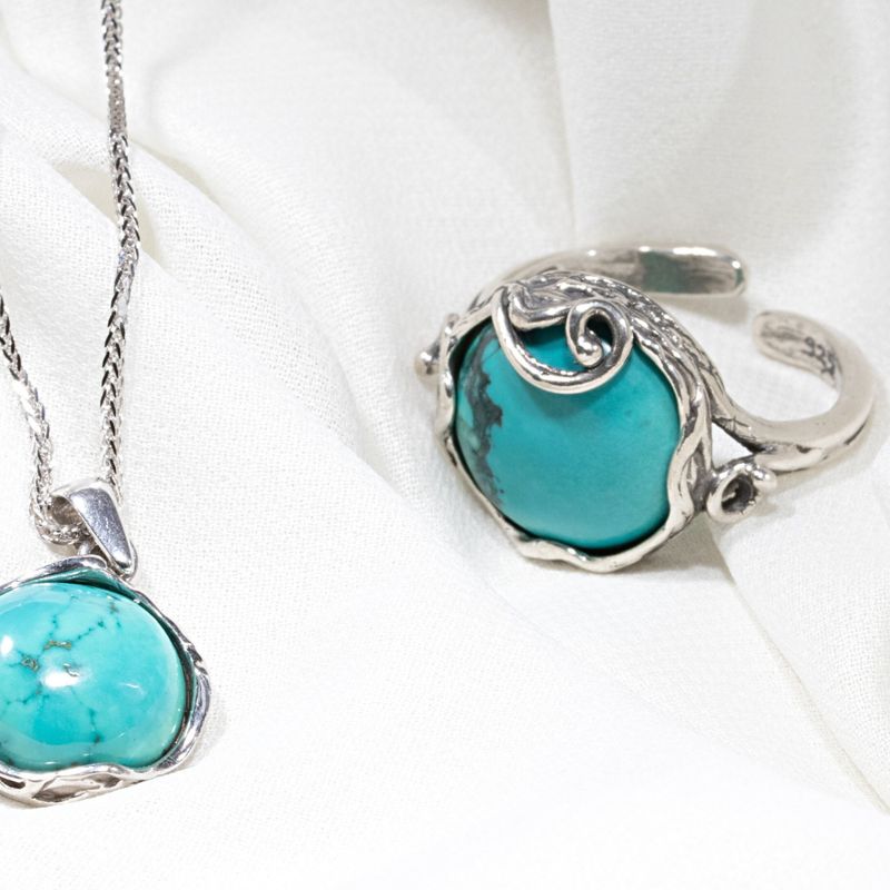 טבעת כסף פתוחה אבן טורקיז