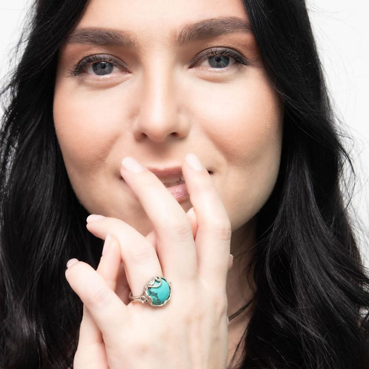 טבעת כסף פתוחה אבן טורקיז