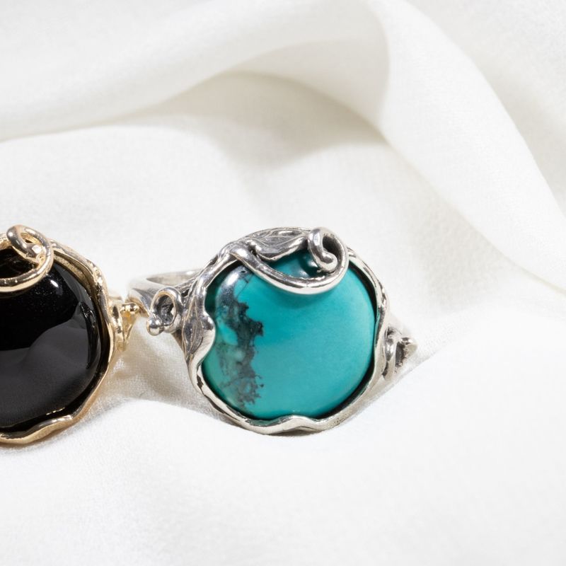 טבעת כסף פתוחה אבן טורקיז