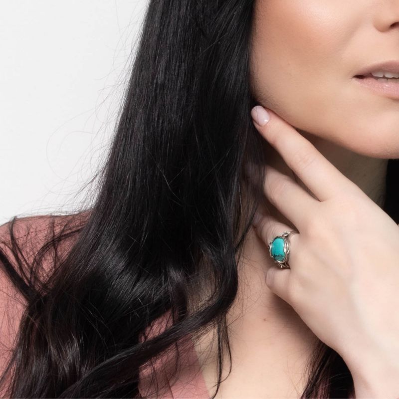 טבעת כסף פתוחה אבן טורקיז