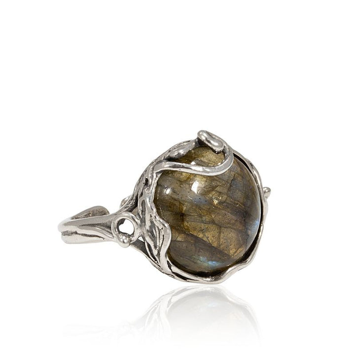 טבעת כסף פתוחה משובצת לברדורייט