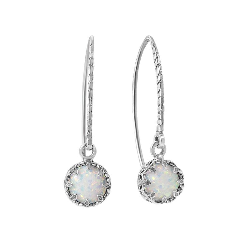 Серьги из серебра 925 пробы с белым опалом.