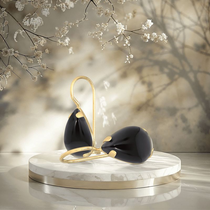 עגילי טיפה זהב צהוב תלויים – אוניקס